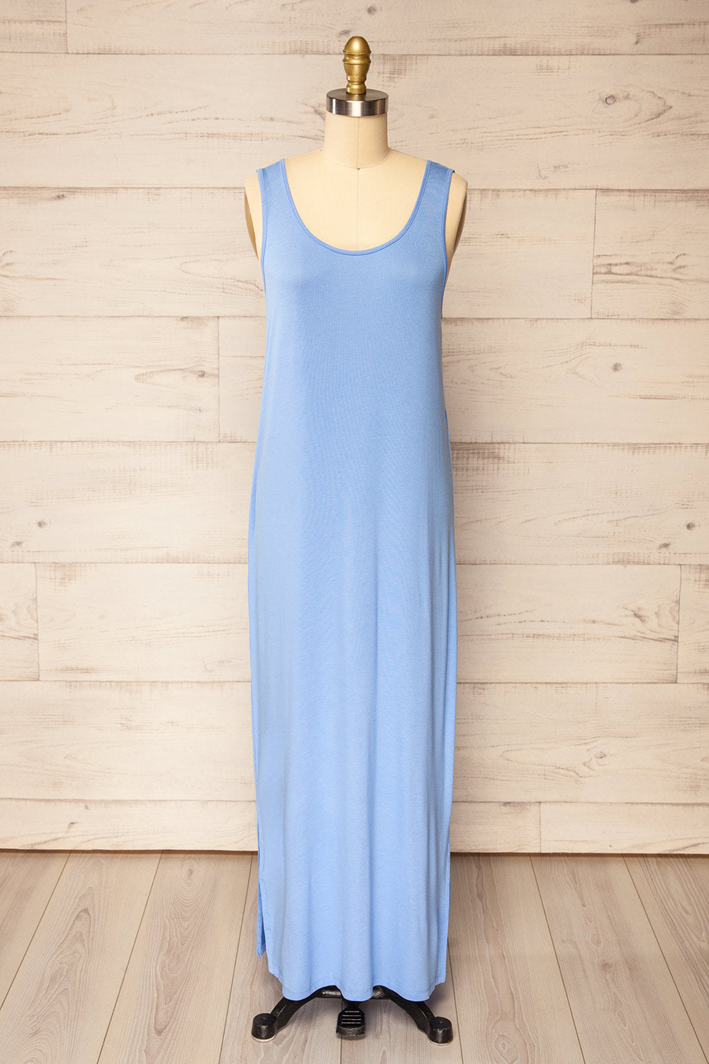 Oswin Blue Straight Cut Jersey Maxi Dress