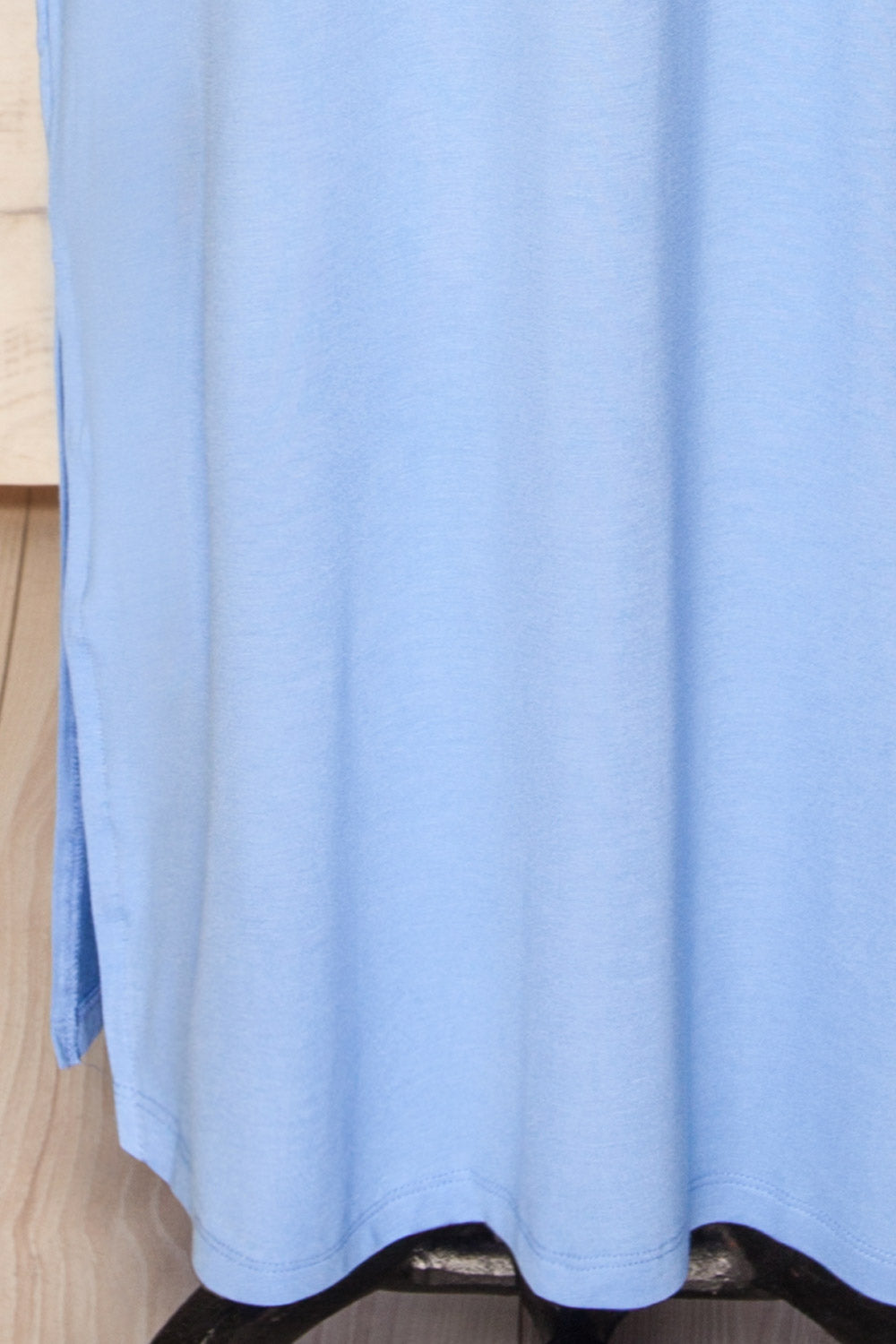 Oswin Blue Straight Cut Jersey Maxi Dress | La petite garçonne bottom