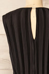Padstow Black Sleeveless Pleated Midi Dress | La petite garçonne back close-up