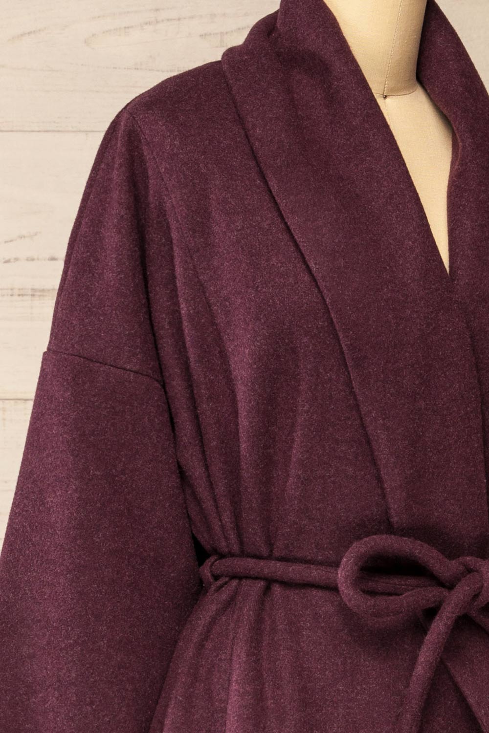 Padua Burgundy Felt Coat w/ Belt | La petite garçonne side