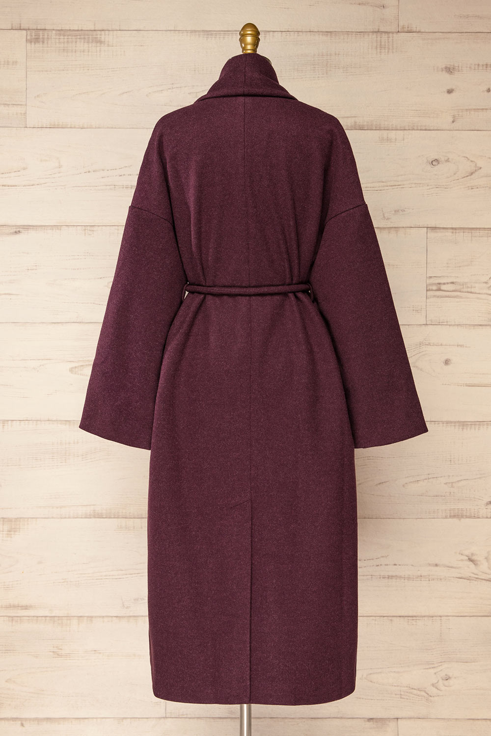 Padua Burgundy Felt Coat w/ Belt | La petite garçonne back view