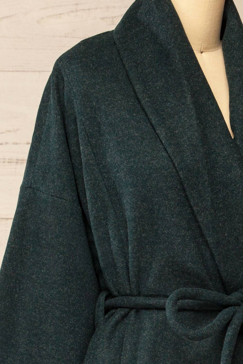 Padua Green Felt Coat w/ Belt | La petite garçonne side