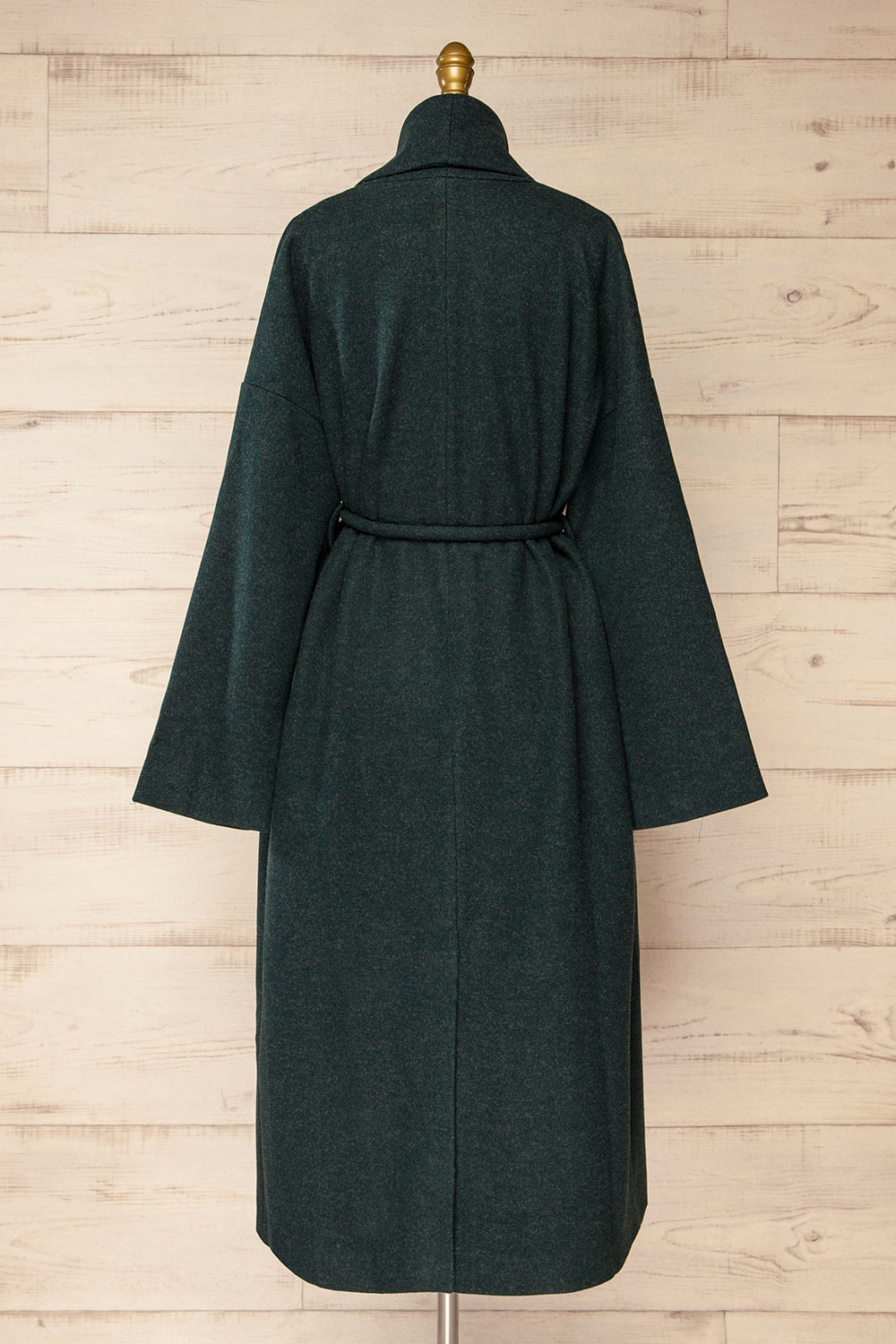 Padua Green Felt Coat w/ Belt | La petite garçonne back view