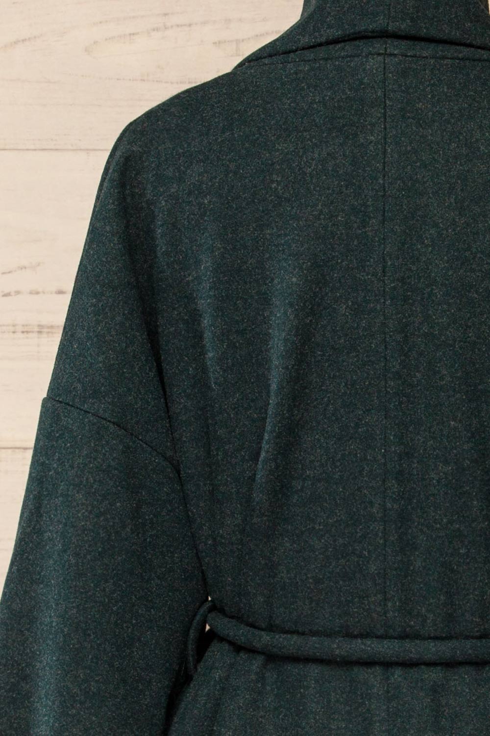Padua Green Felt Coat w/ Belt | La petite garçonne back