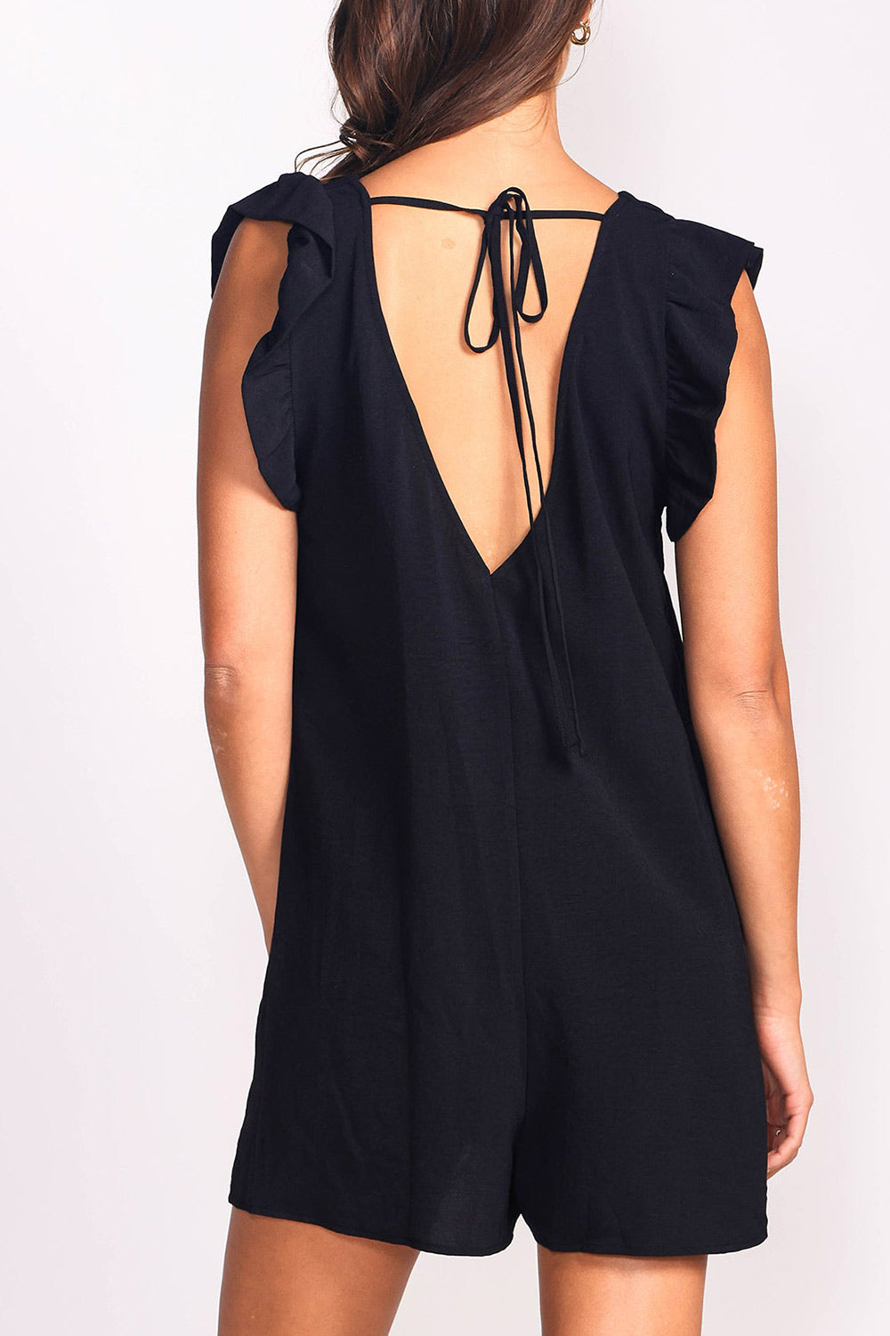 Painswick Black Romper w/ Open Back | La petite garçonne back model