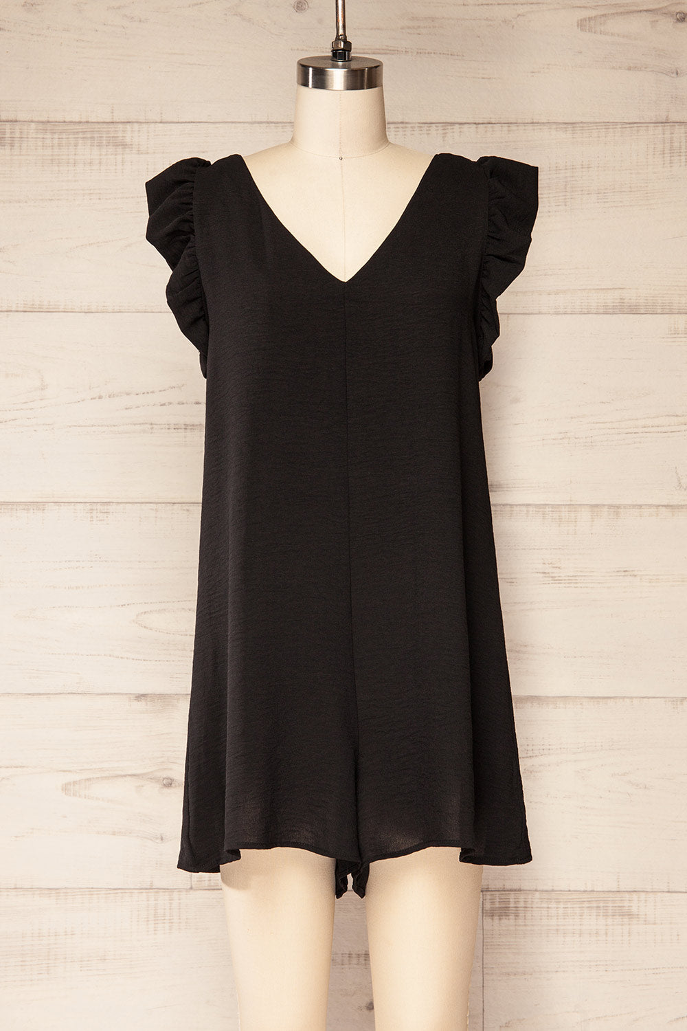 Painswick Black Romper w/ Open Back | La petite garçonne front view