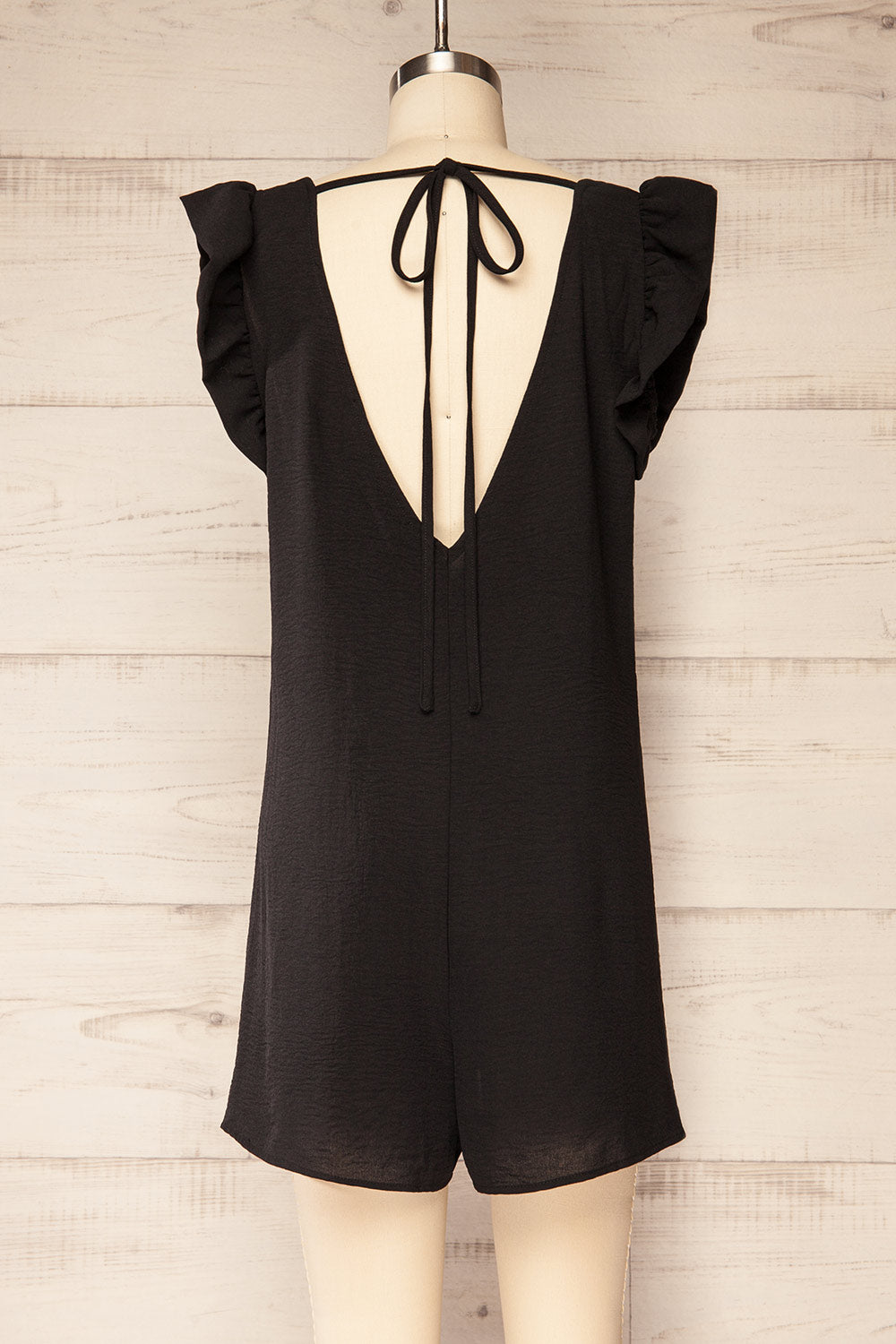 Painswick Black Romper w/ Open Back | La petite garçonne back view