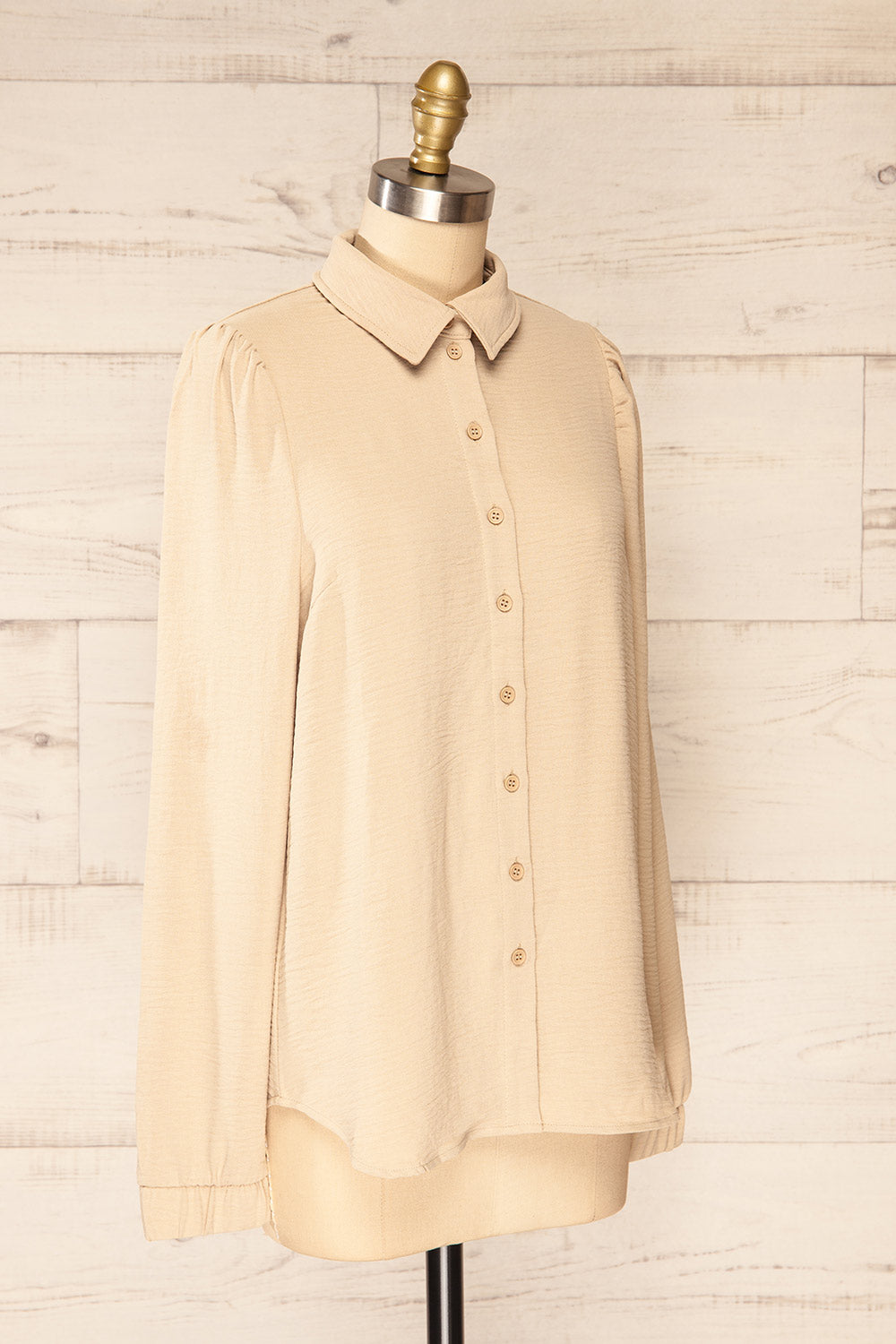 Palanga Beige Button-Up Blouse | La petite garçonne side view