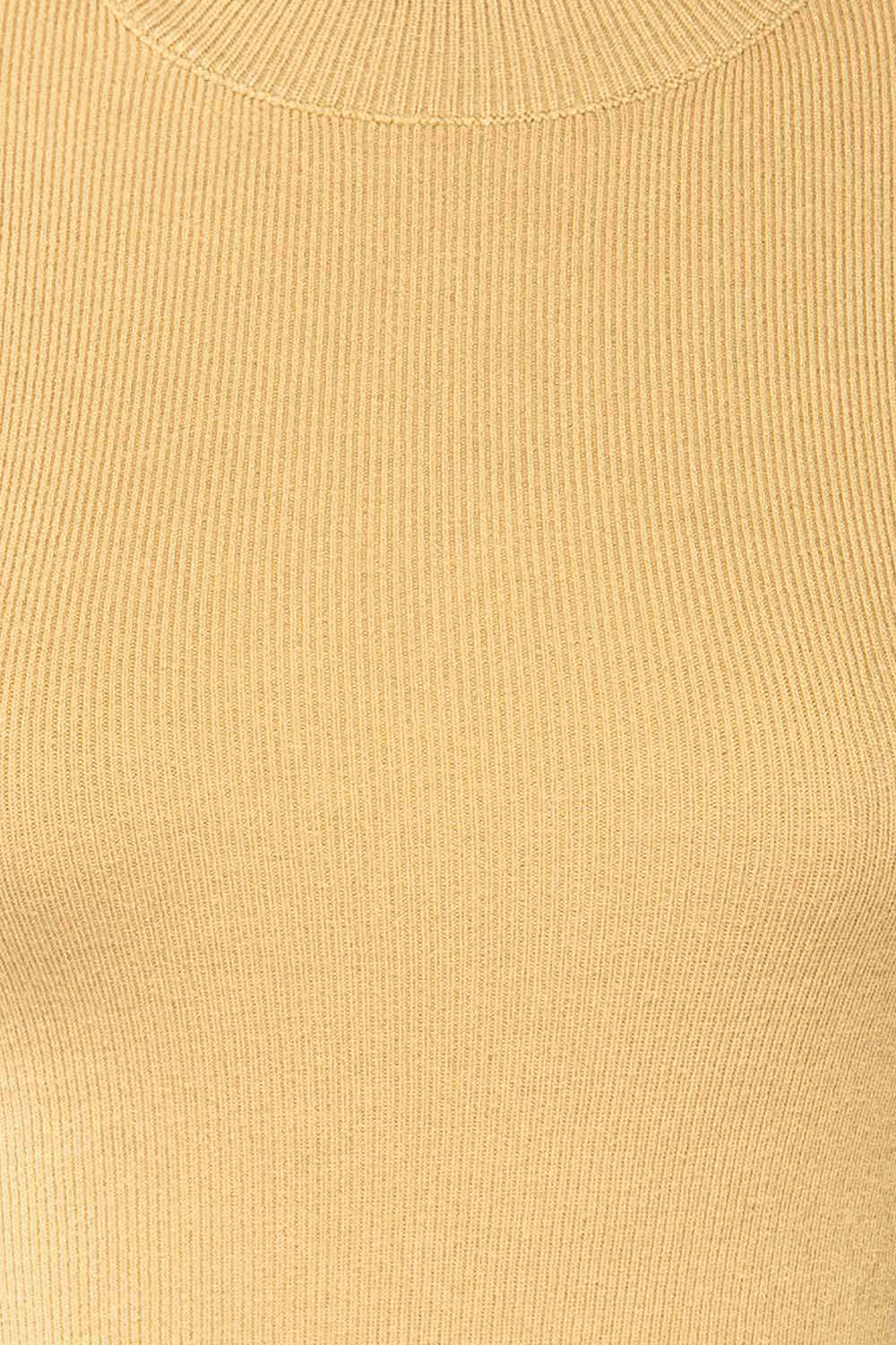 Palermo Beige Short Sleeve Mock Neck Top | La petite garçonne fabric