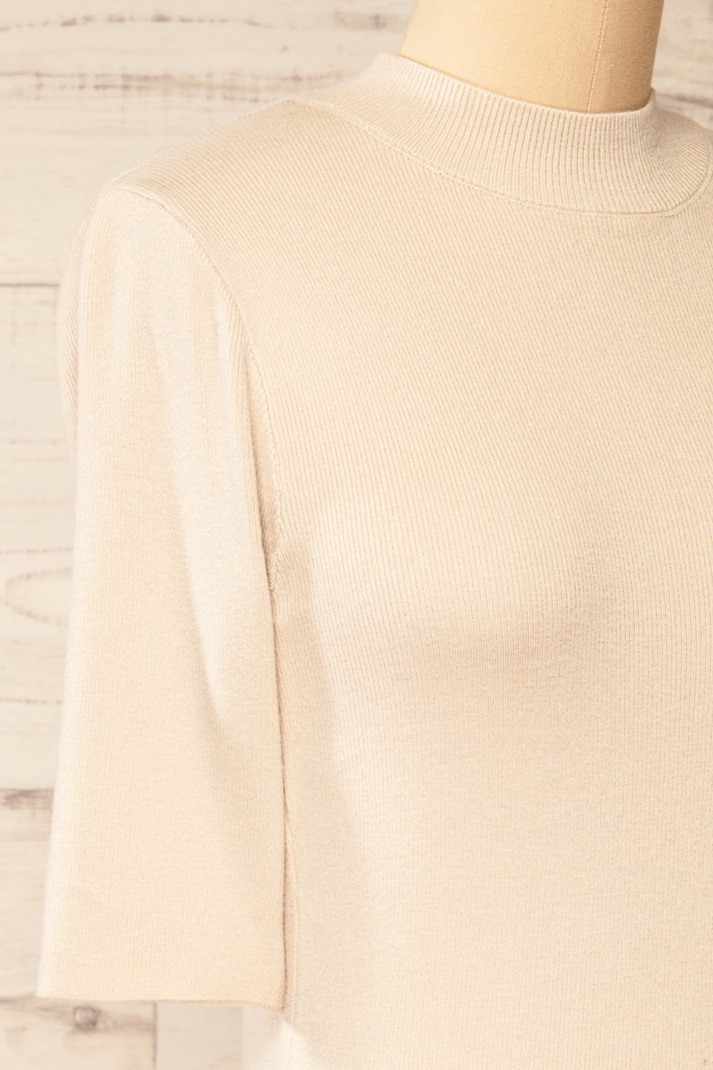Palermo Ivory Short Sleeve Mock Neck Top | La petite garçonne side