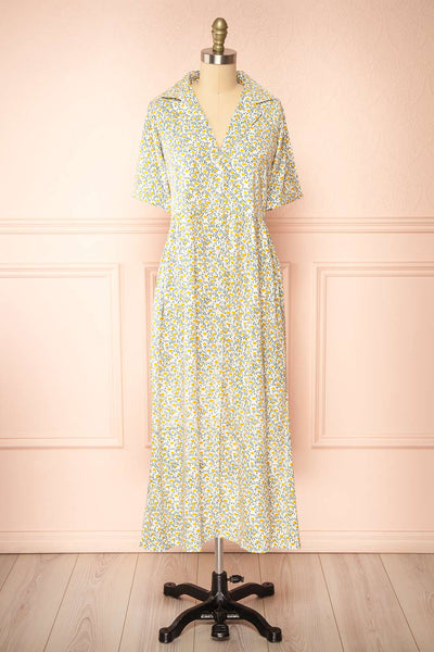 Palotta Long Daisy Print Button-Up Dress | La petite garçonne front view