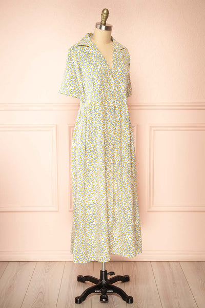 Palotta Long Daisy Print Button-Up Dress | La petite garçonne side view