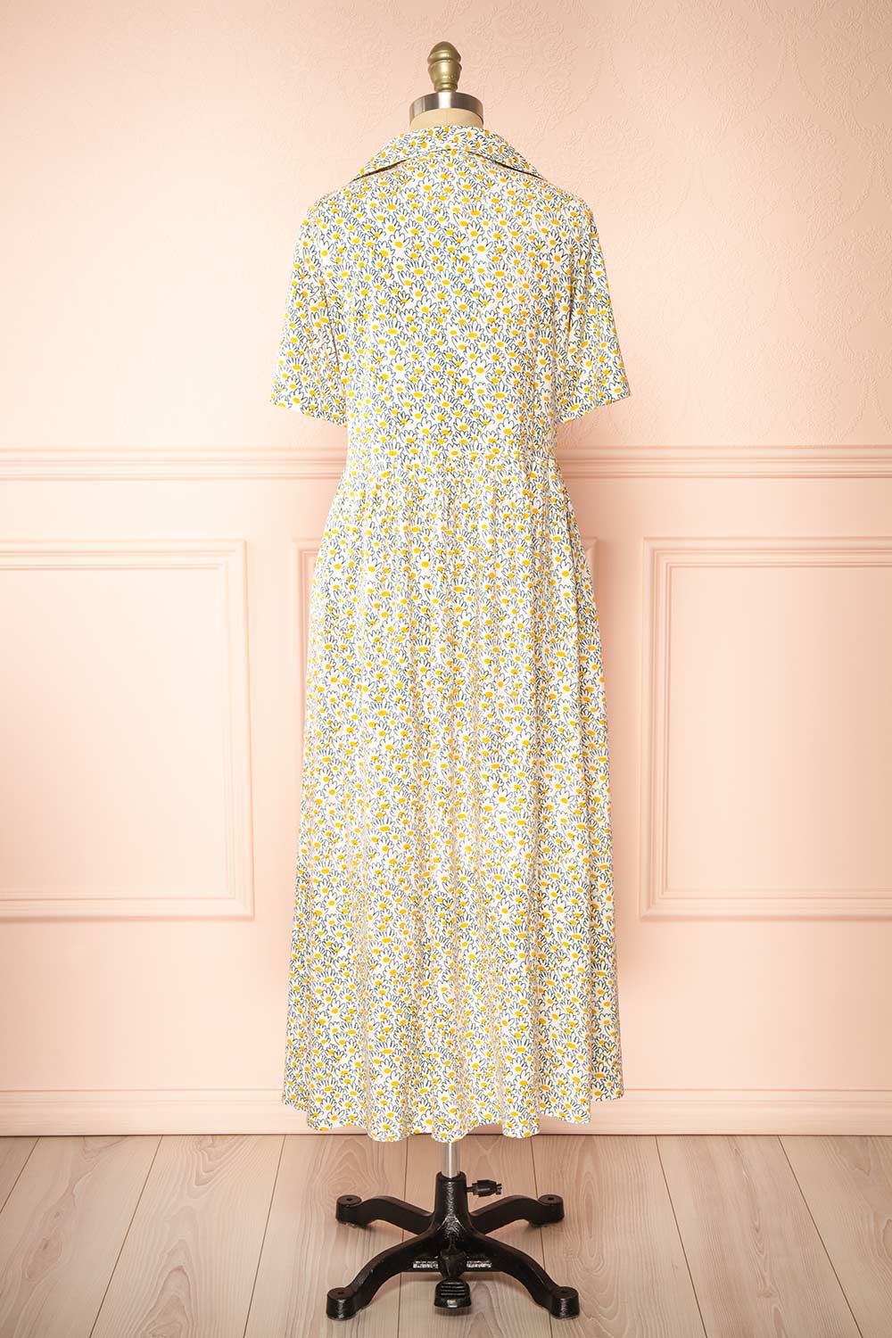 Palotta Long Daisy Print Button-Up Dress | La petite garçonne back view