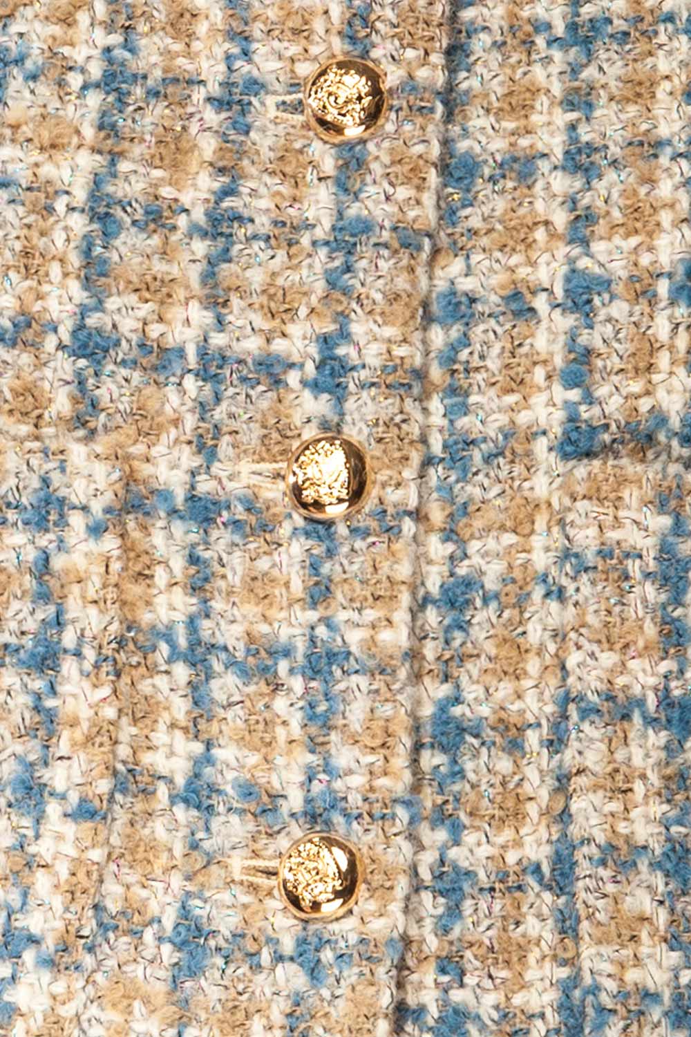 Panauti Tweed Sleeveless Top with Golden Buttons | La petite garçonne fabric