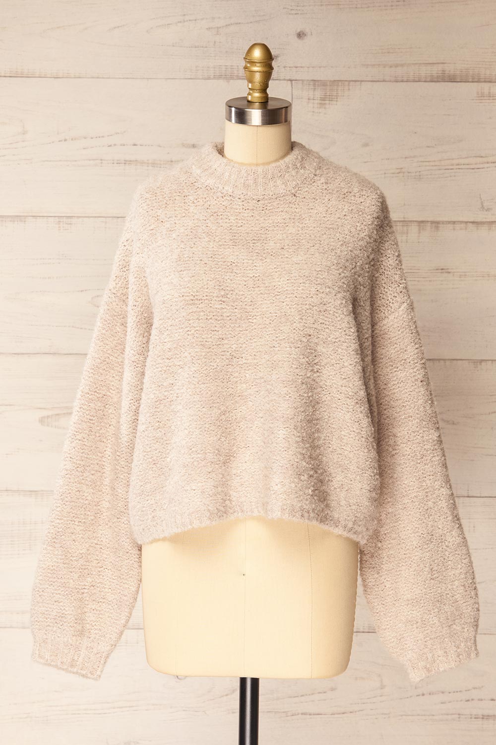 Panya Fluffy Beige Oversized Sweater | La petite garçonne front view