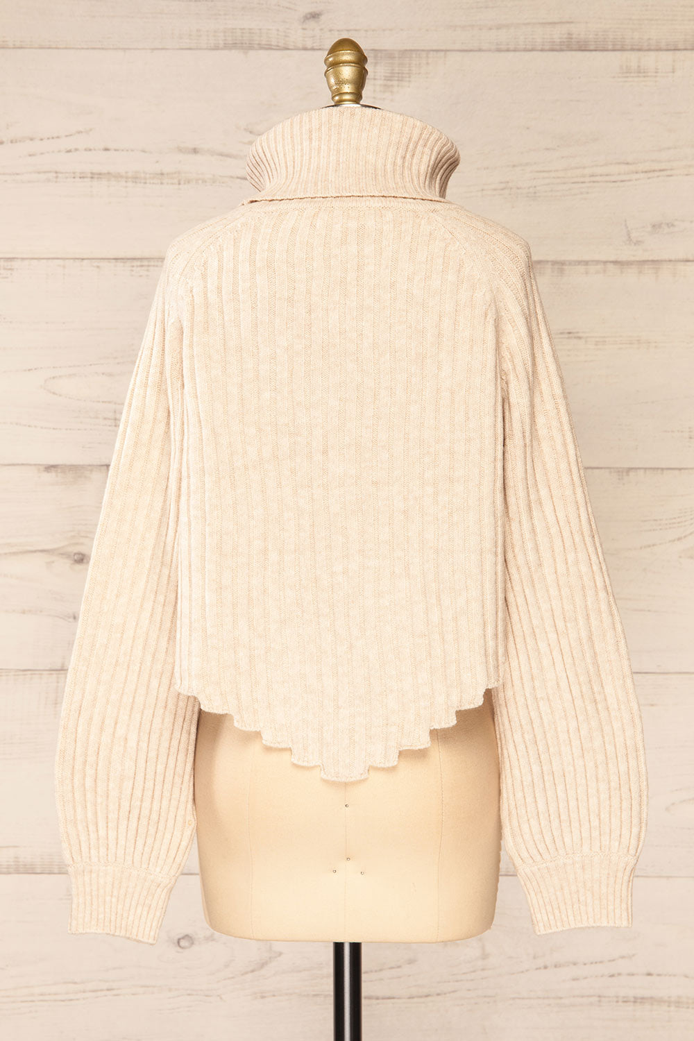 Paramaribo Beige Asymmetrical Knit Sweater | La petite garçonne back view