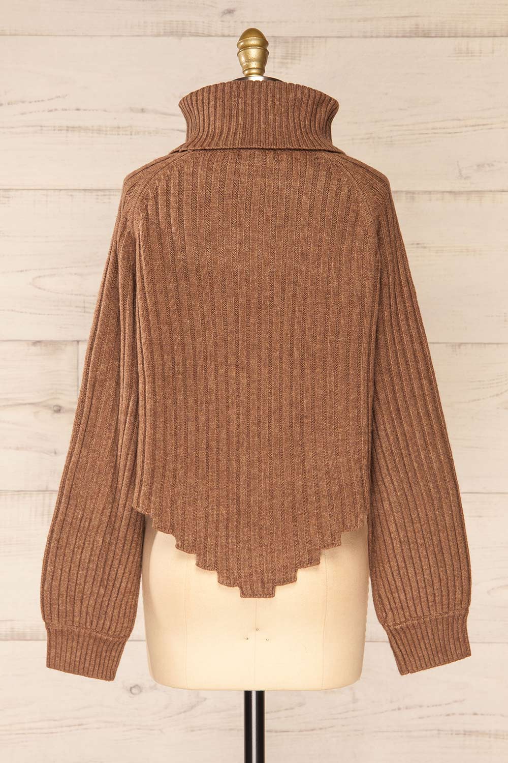 Paramaribo Brown Asymmetrical Knit Sweater | La petite garçonne back view