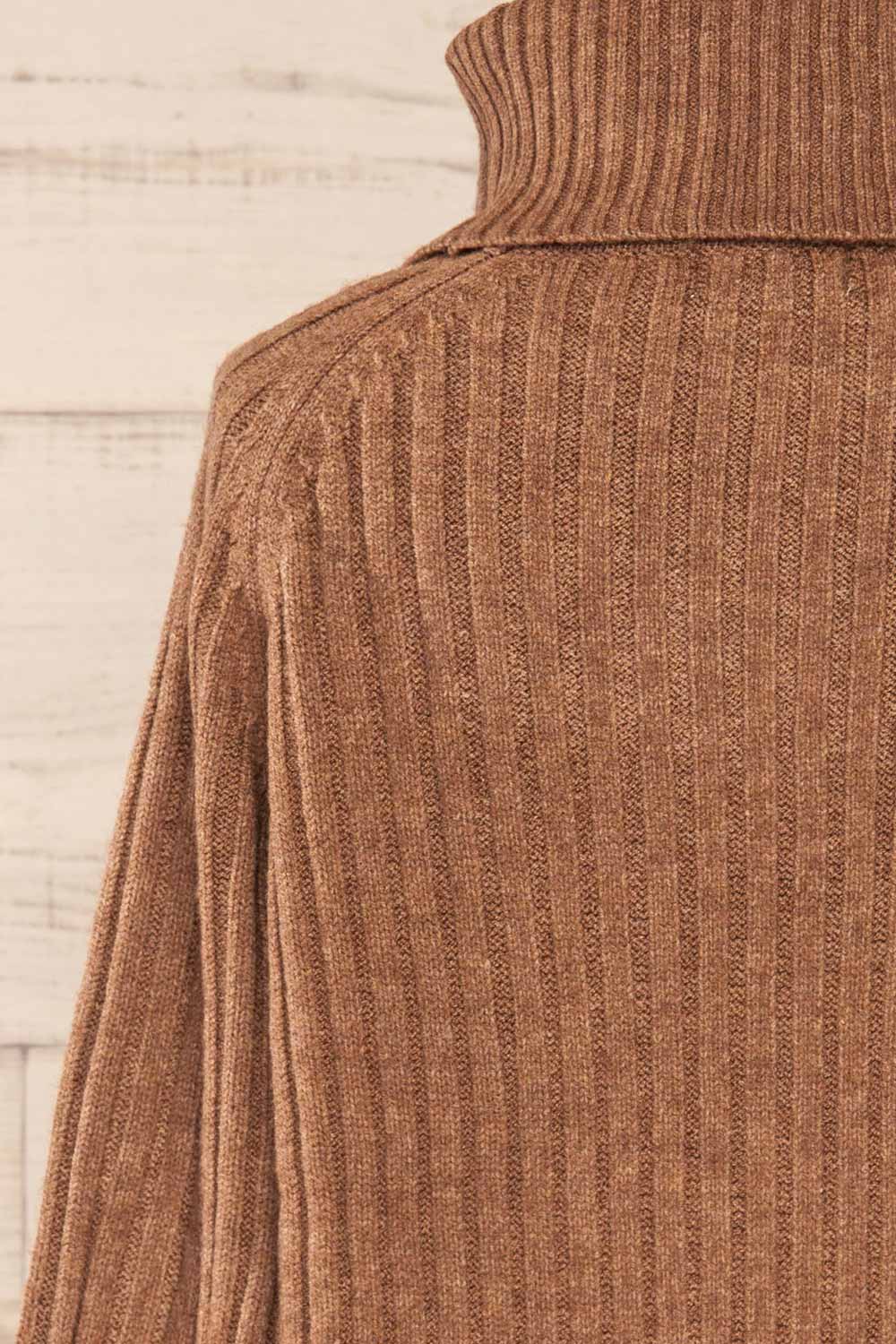 Paramaribo Brown Asymmetrical Knit Sweater | La petite garçonne back close-up