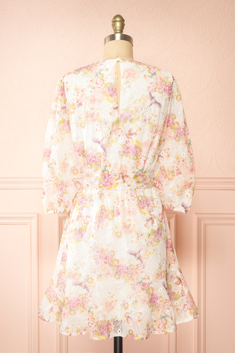 Paratina Short Openwork Floral Dress | Boutique 1861 back view