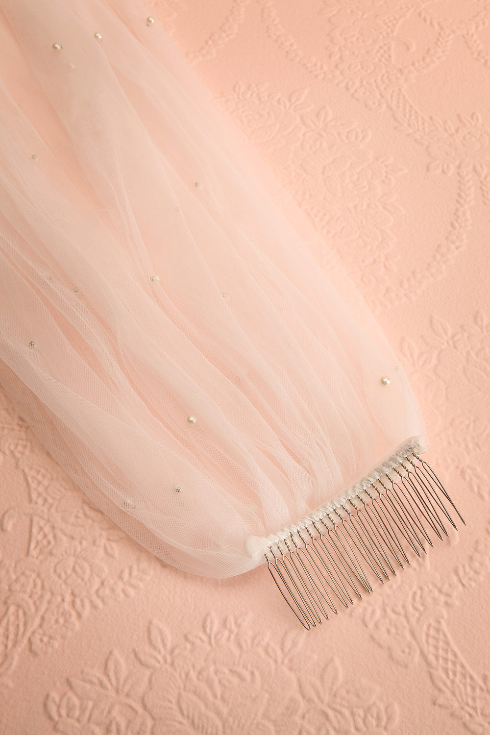 Parfaite Long Mesh Wedding Veil with Pearls | Boudoir 1861 peigne