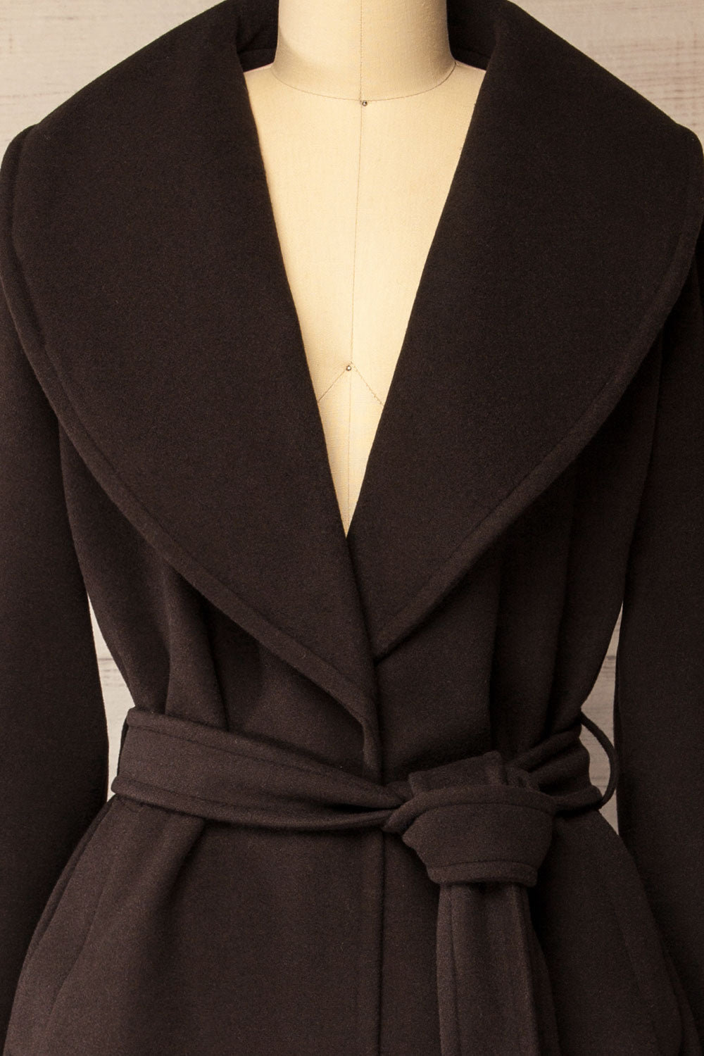 Parma Long Brown Coat with Belt | La petite garçonne front