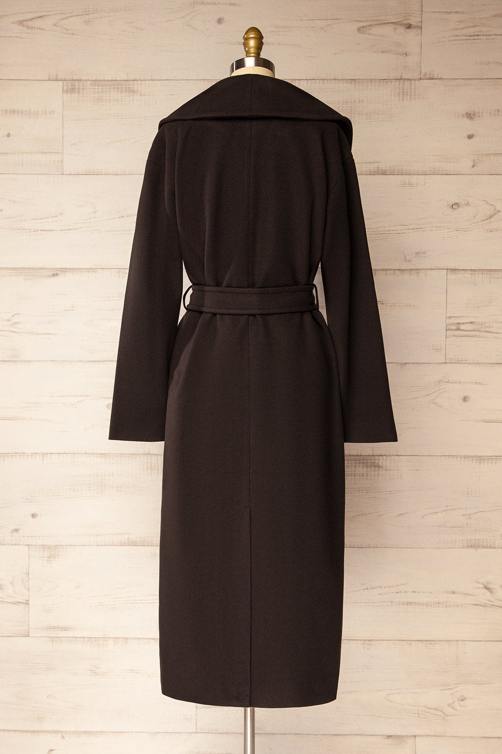 Parma Long Brown Coat with Belt | La petite garçonne back view