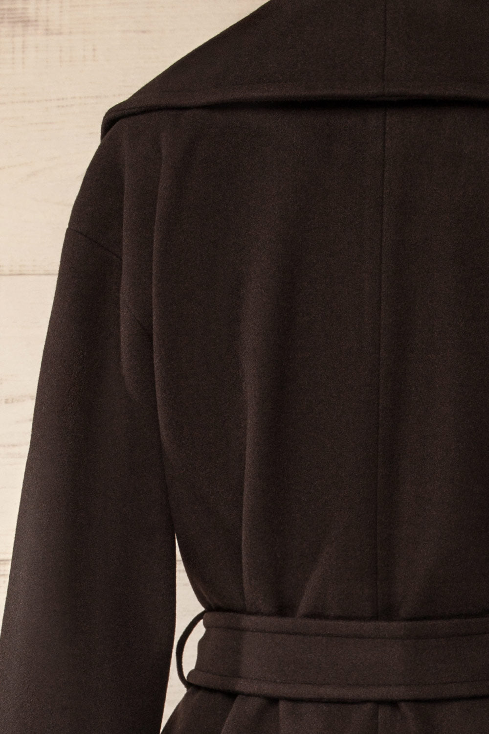 Parma Long Brown Coat with Belt | La petite garçonne back