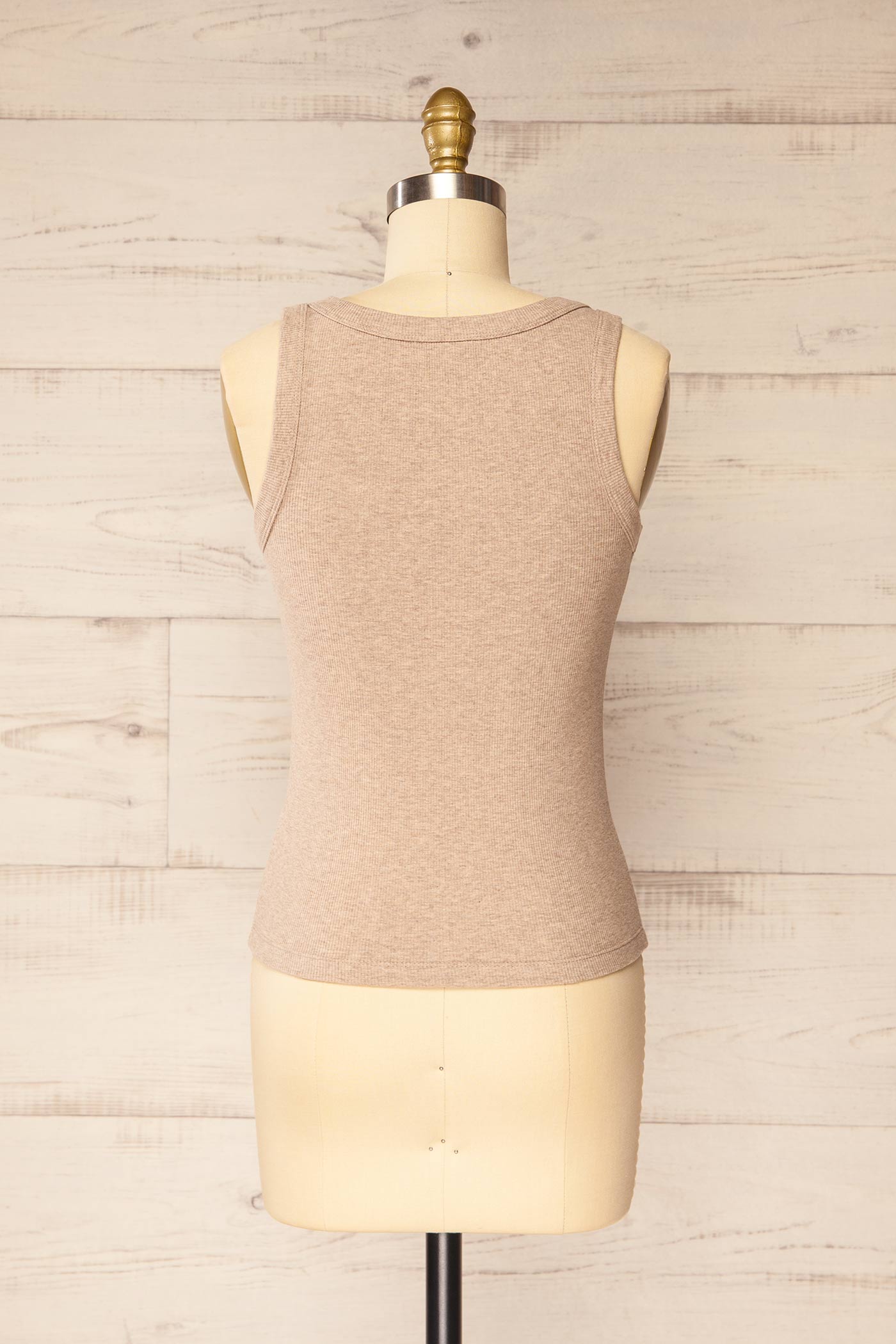 Parphelie Taupe Ribbed Tank Top | La petite garçonne back