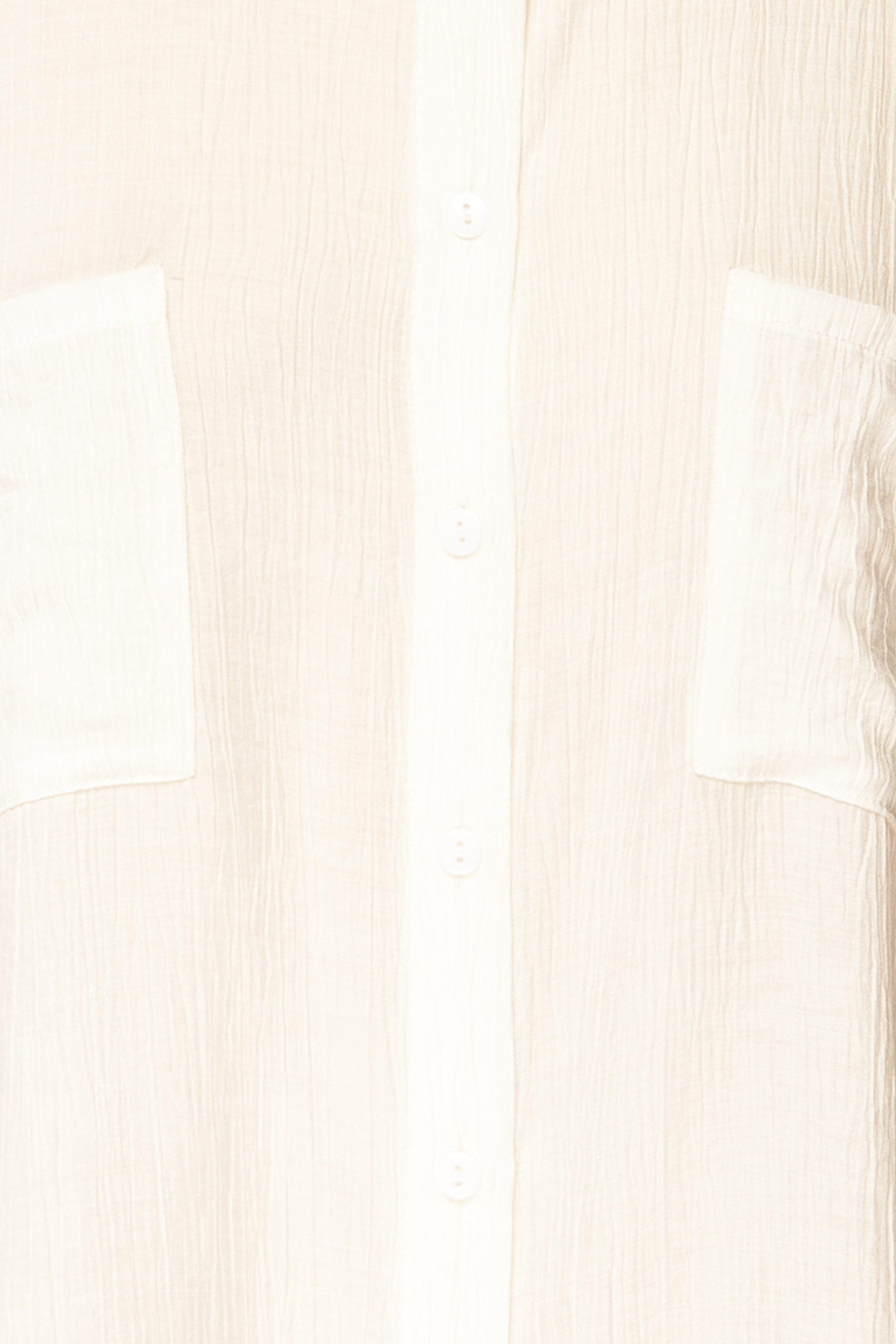 Close-up Patiala Ivory Sheer Short Sleeve Button-Down Shirt at la petite garçonne