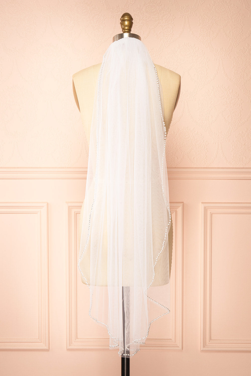 Patience White Wedding Veil with Pearls | Boudoir 1861 view