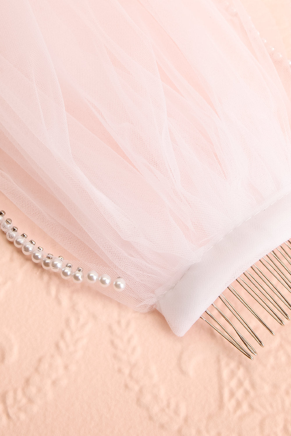Patience White Wedding Veil with Pearls | Boudoir 1861 details close-up
