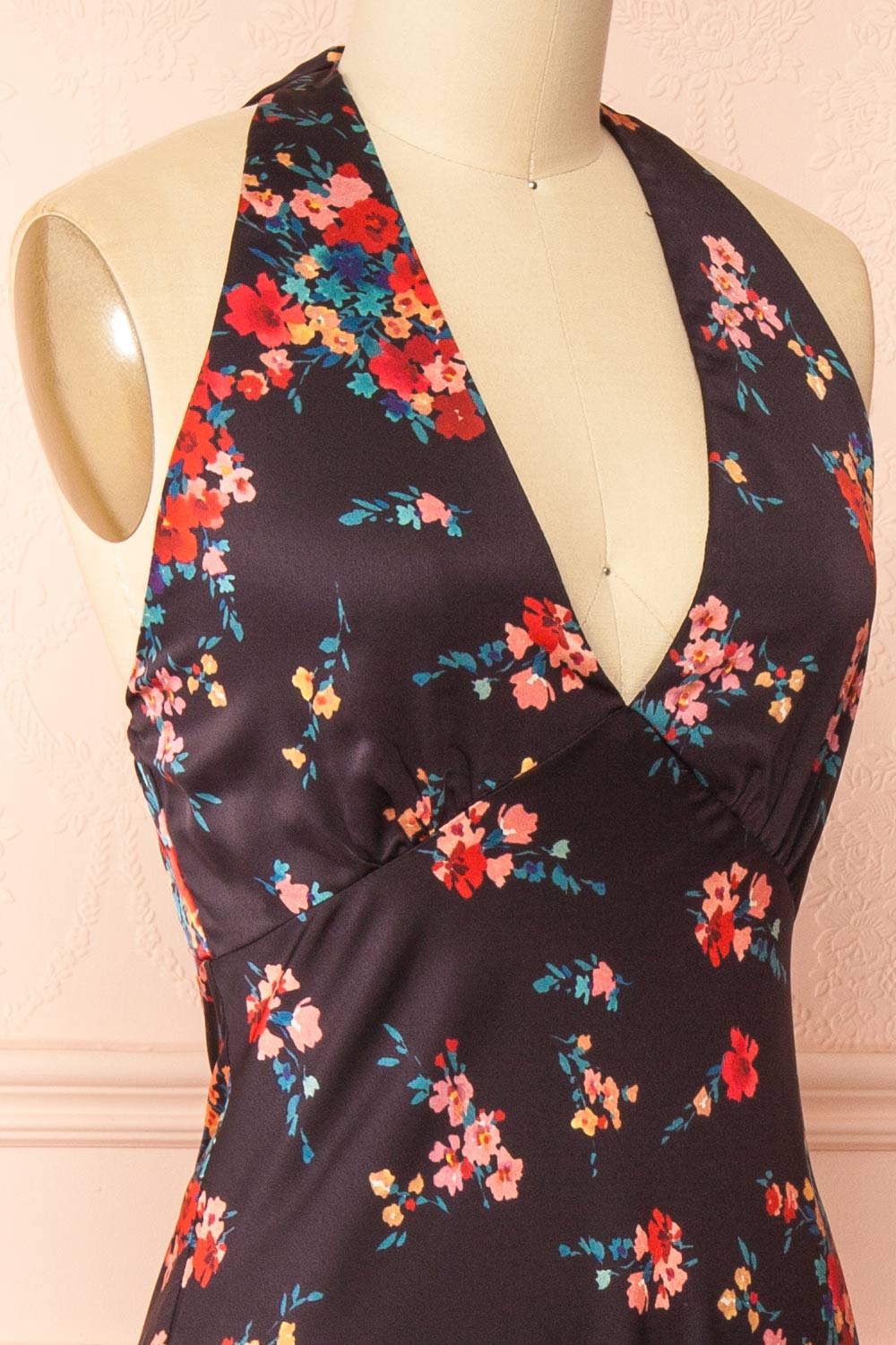 Patrice Floral Maxi Dress with Halter Neckline | Boutique 1861 side