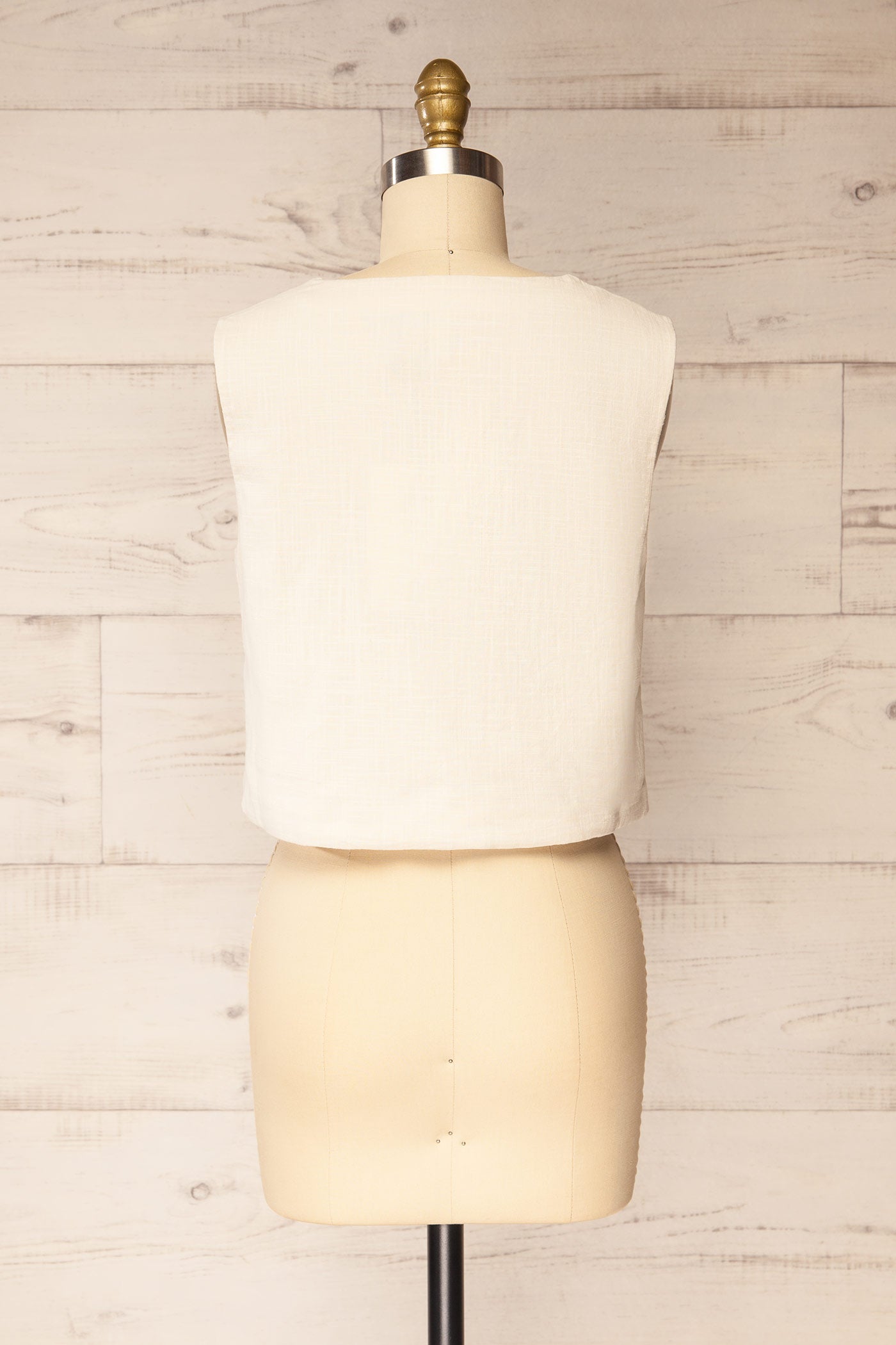 Back view Pehowa Embroidered Cotton Vest with Tie Front at la petite garçonne