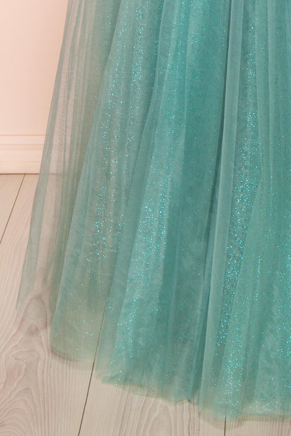 Penelope Sparkling Teal Maxi Tulle Dress | Boutique 1861 bottom