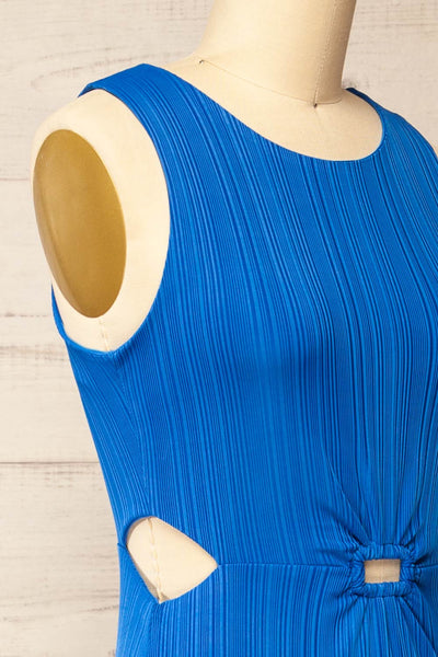 Penticton Blue Fitted Midi Dress w/ Cut-Outs | La petite garçonne side