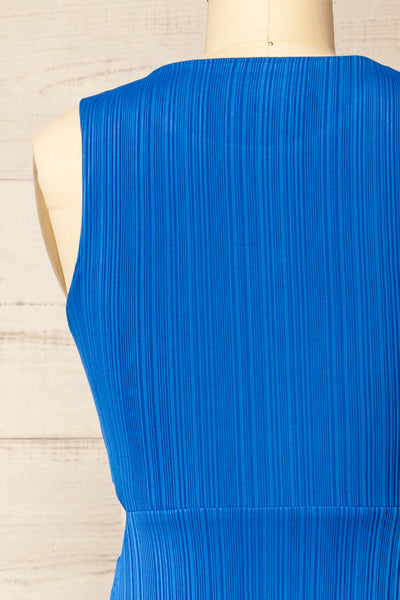 Penticton Blue Fitted Midi Dress w/ Cut-Outs | La petite garçonne back
