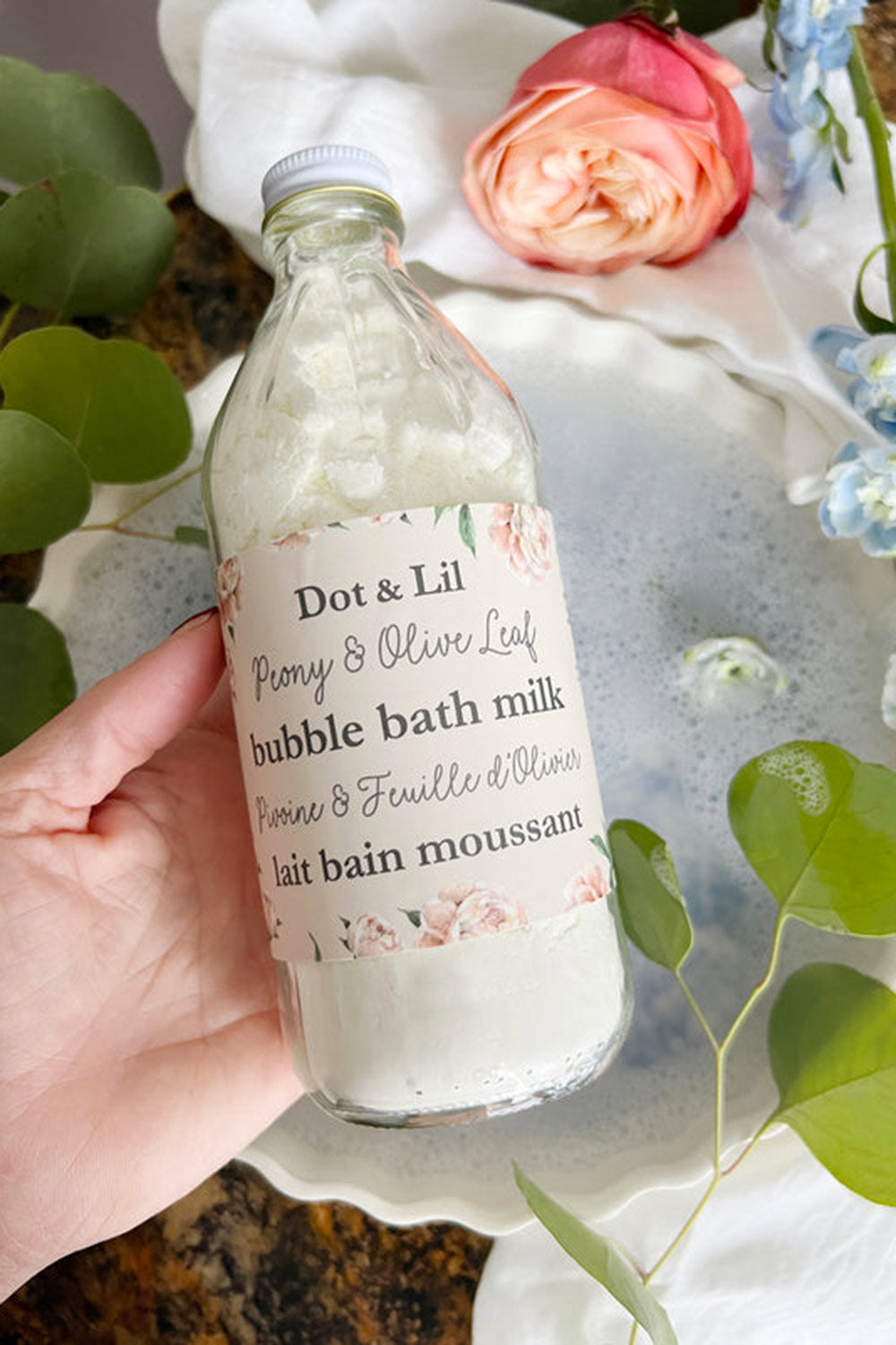 Peony & Olive Leaf Bubble Bath Milk | Maison garçonne hand