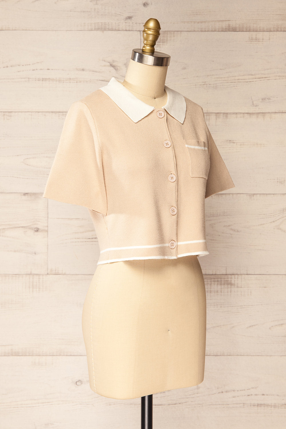 Periche Cropped Beige Cardigan | La petite garçonne side view