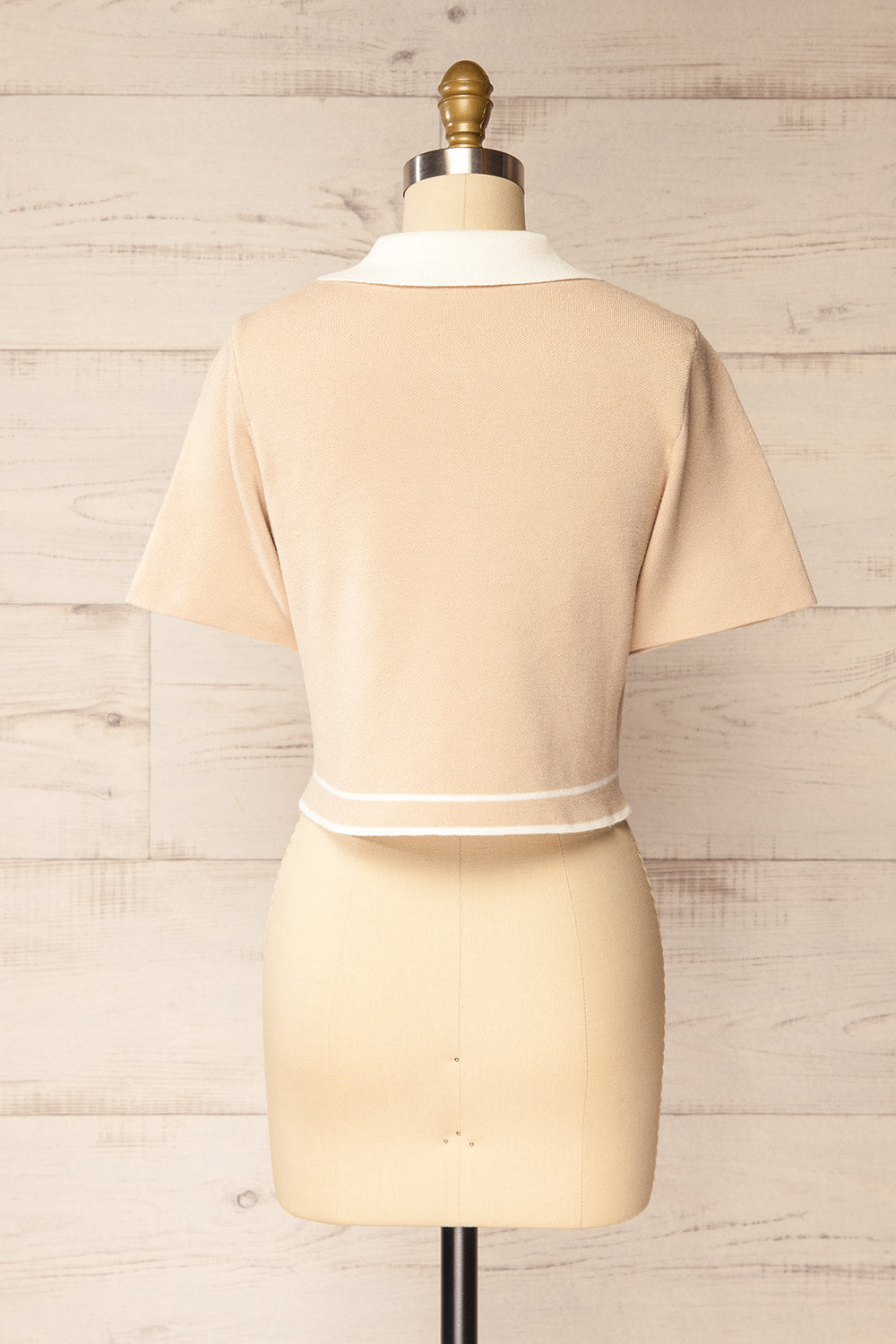 Periche Cropped Beige Cardigan | La petite garçonne back view