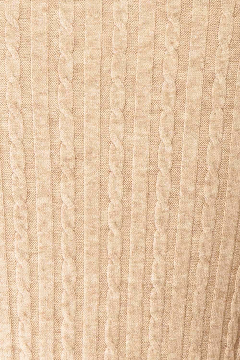 Pertina Short Beige Knit Dress w/ Long Sleeves | Boutique 1861 fabric