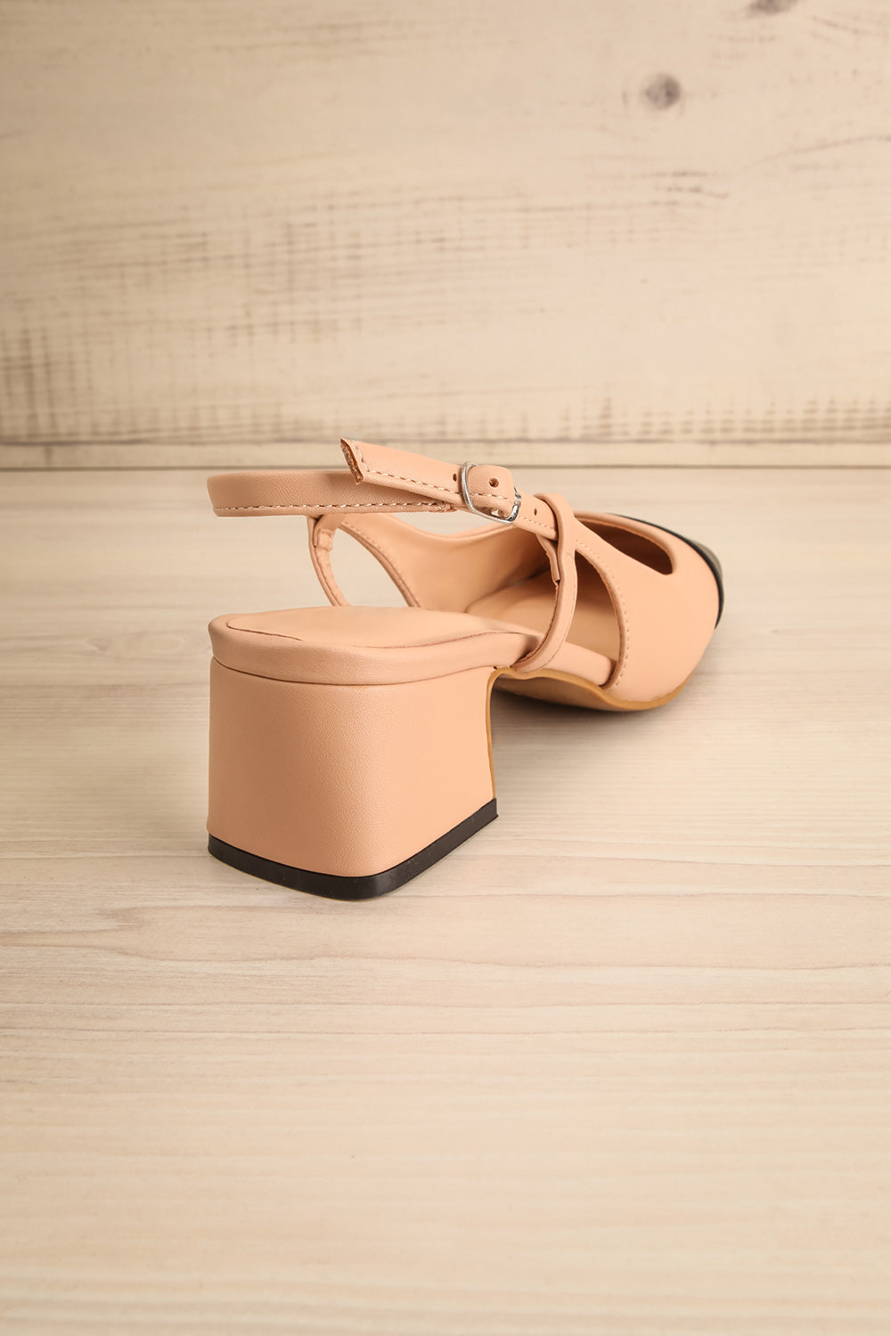 Petauke Beige Slingback Shoes w/ Black Toe Tip | La petite garçonne back view