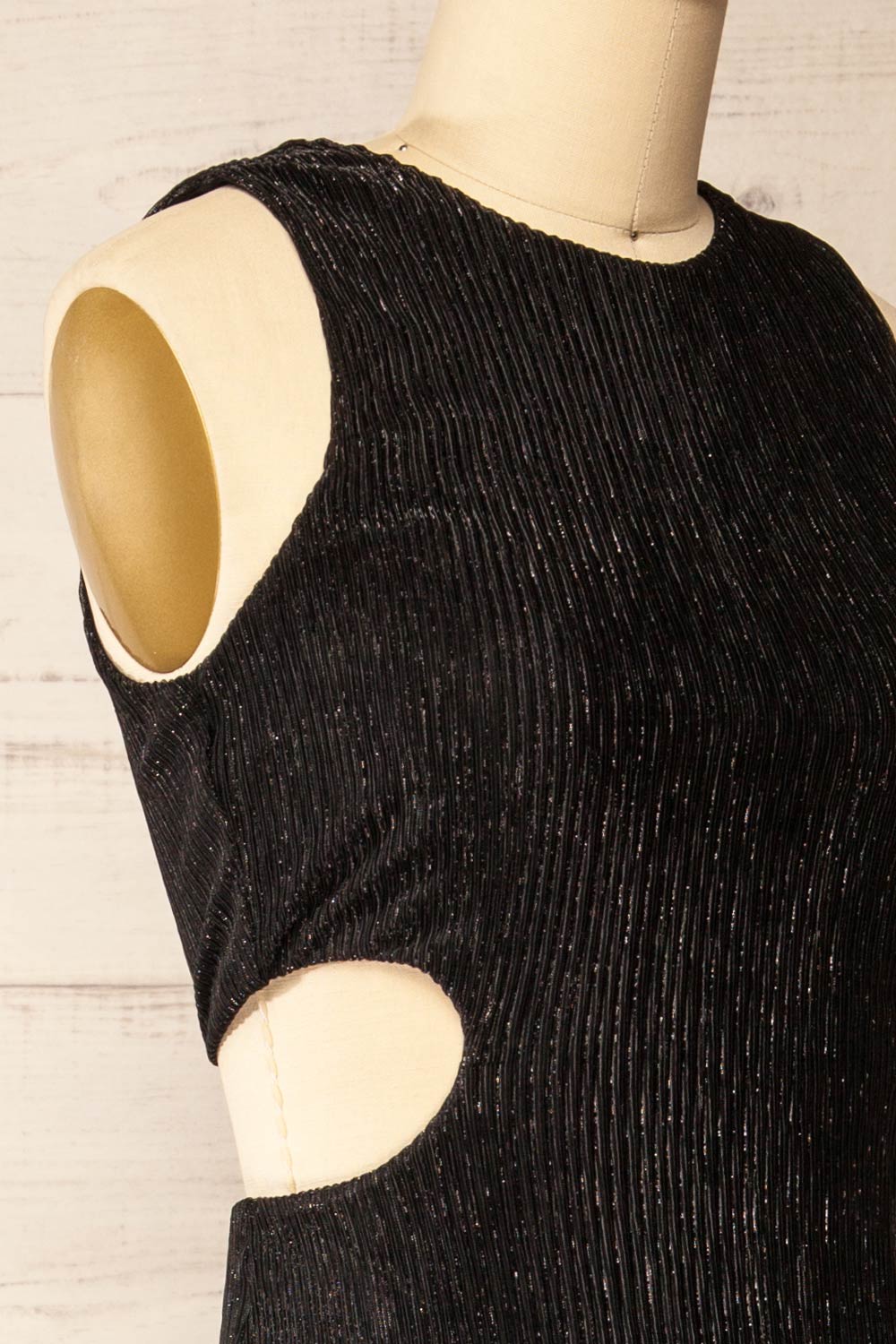 Pezenas Black Midi Dress w/ Metallic Threads | La petite garçonne side