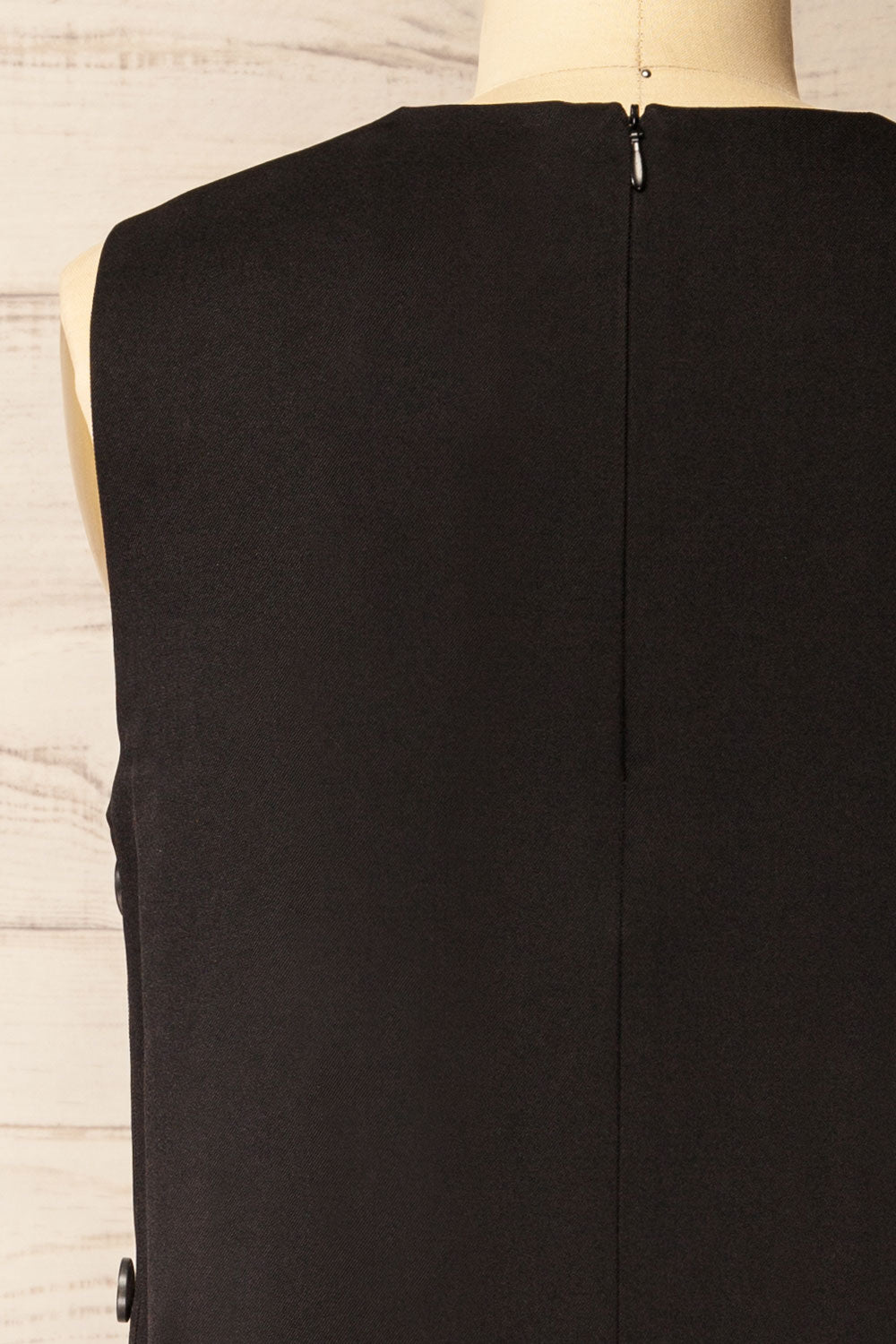 Phedi Black Sleeveless Dress with Button Detailing | La petite garçonne back