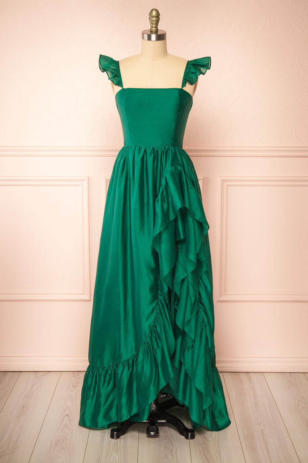 Phyllosia Green Maxi Dress w/ Ruffles