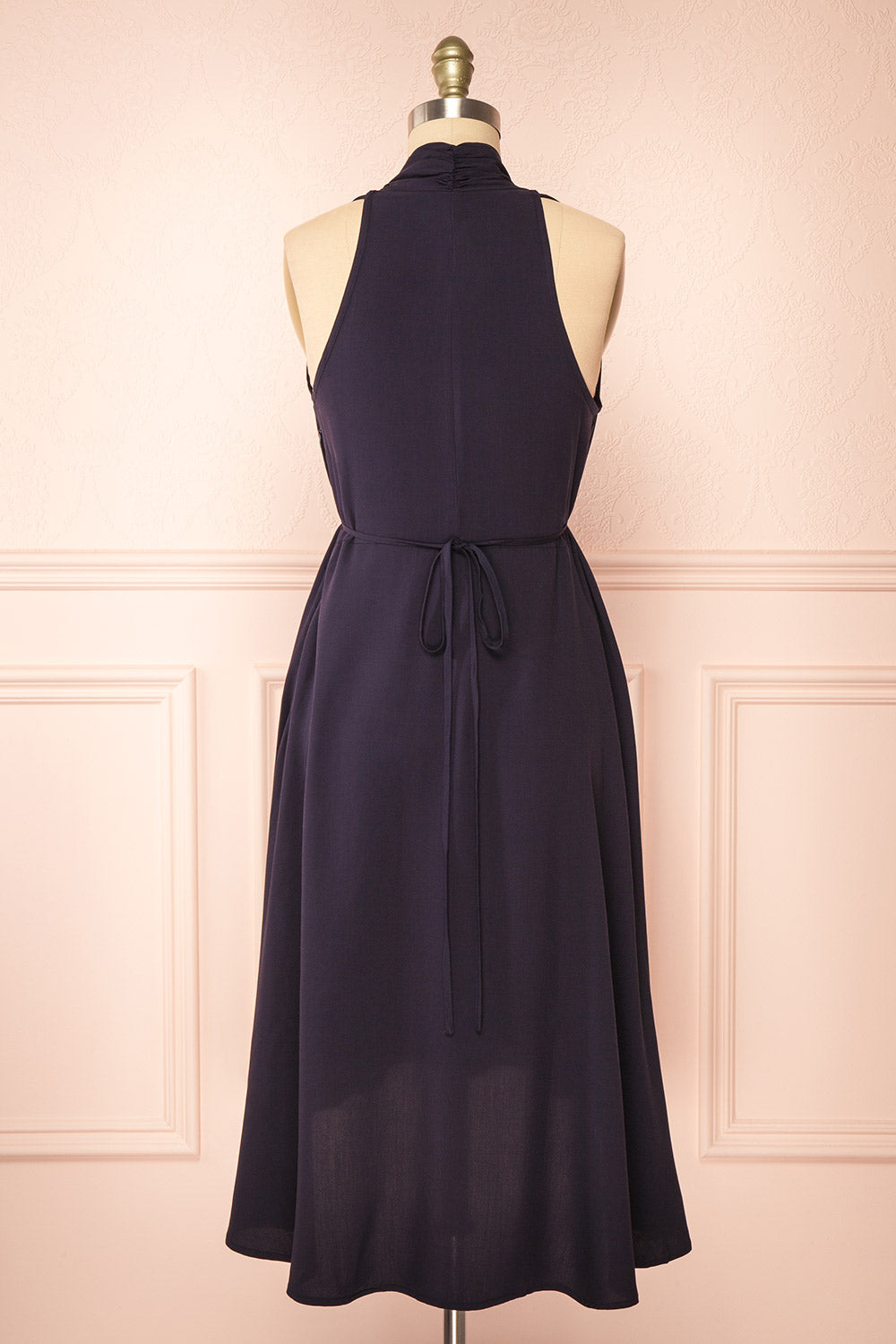 Pierrette Sleeveless Navy Midi Dress | Boutique 1861 back view