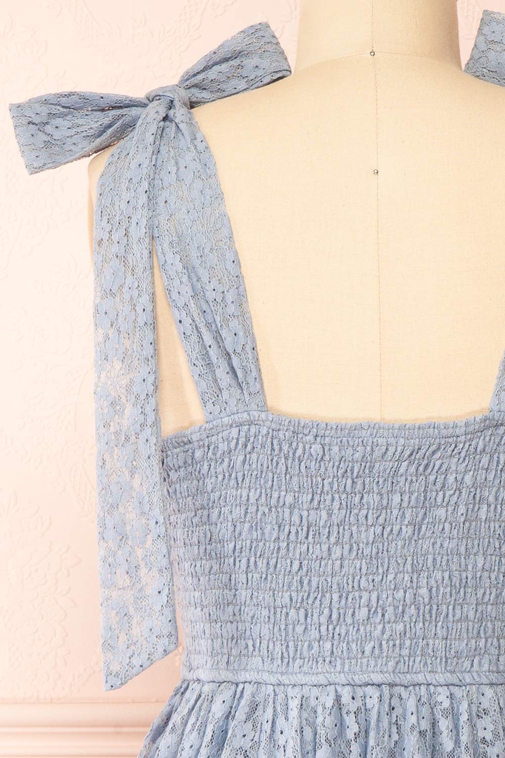 Pippa Short Light Blue Lace Dress | Boutique 1861 back close-up