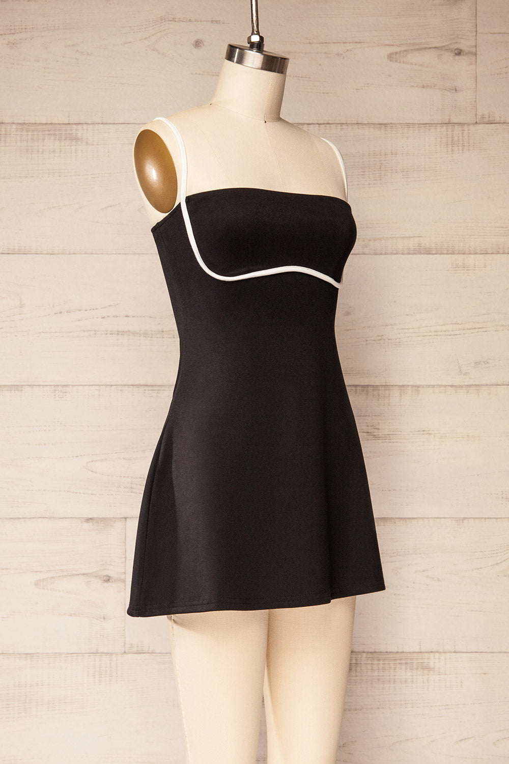 Pisang Black Mini Dress with Built in Shorts | La petite garçonne side view