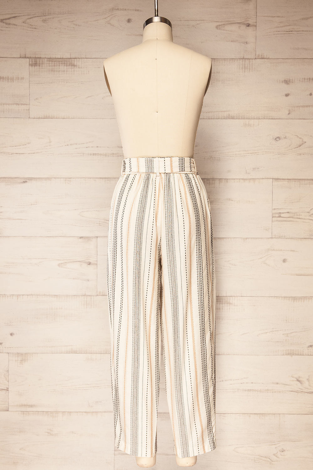 Pistoia Striped Cropped Pants with Fabric Belt | La petite garçonne back view