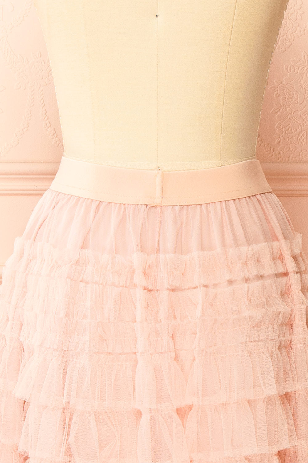 Poema Blush Tiered Tulle Maxi Skirt | Boutique 1861 back