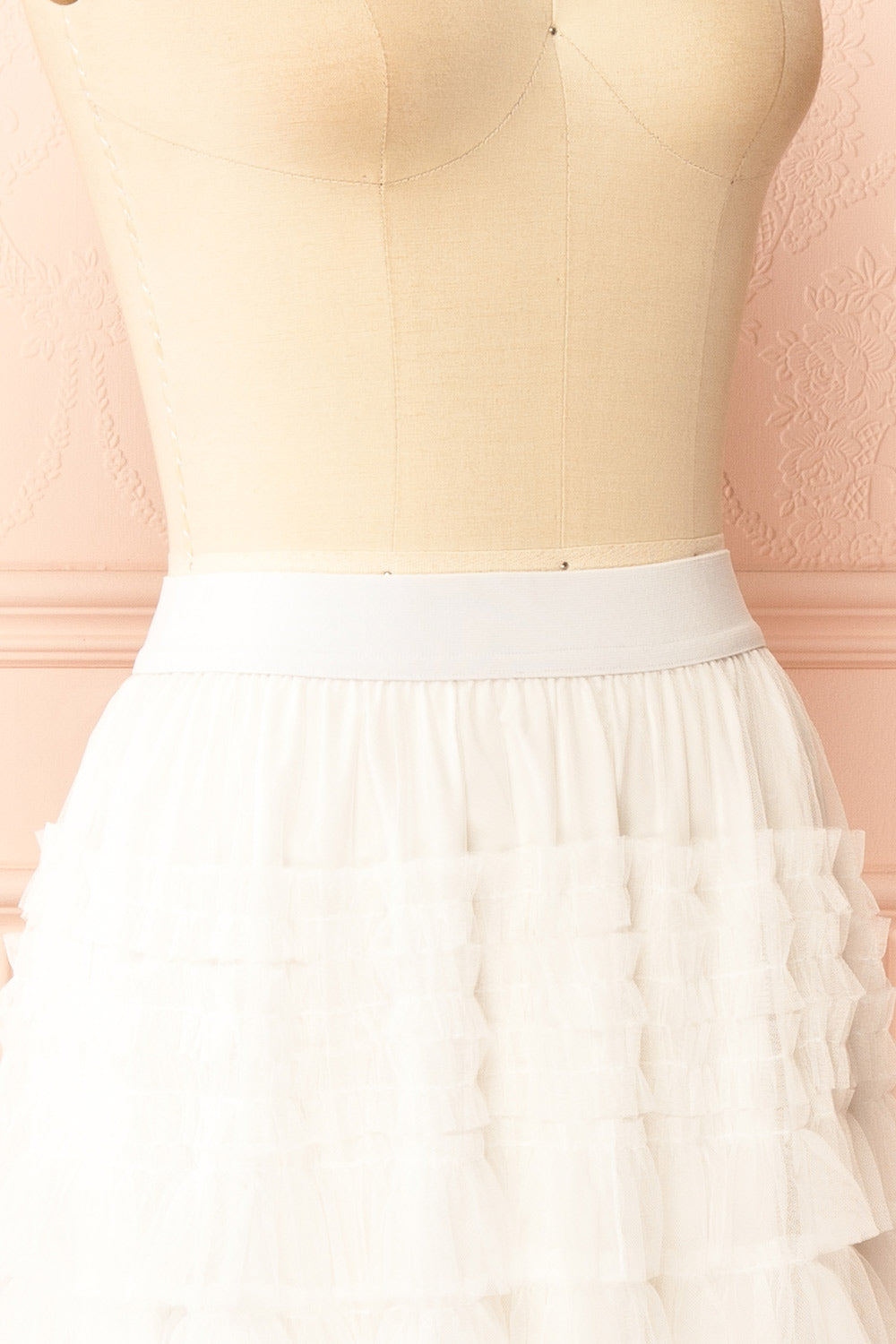 Poema White Maxi Tulle High-Waisted Skirt | Boutique 1861 side